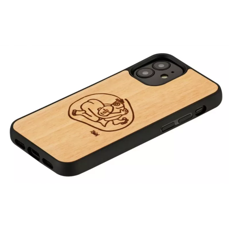 Kaitsev telefoniümbris Man and Wood iPhone 12 mini jaoks — lapselik kalamotiiv