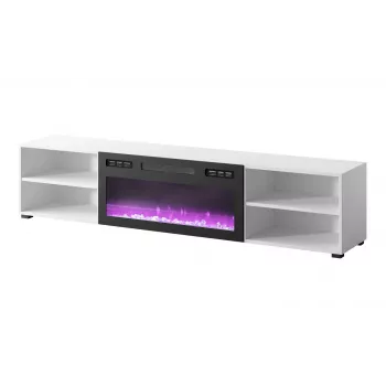 TV-kapp cama meble POLO 180x33x39 cm elektrikaminaga 1400–1600 W, laminaat, valge/must