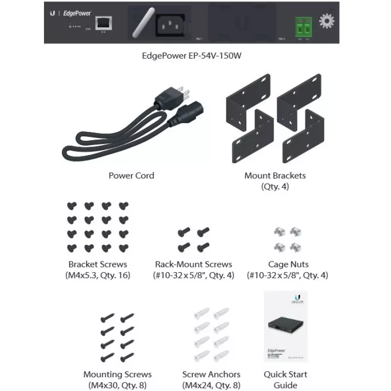 Toiteplokk UBIQUITI EP-54V-150W 150 W, AC 100–240 V, 50–60 Hz, must