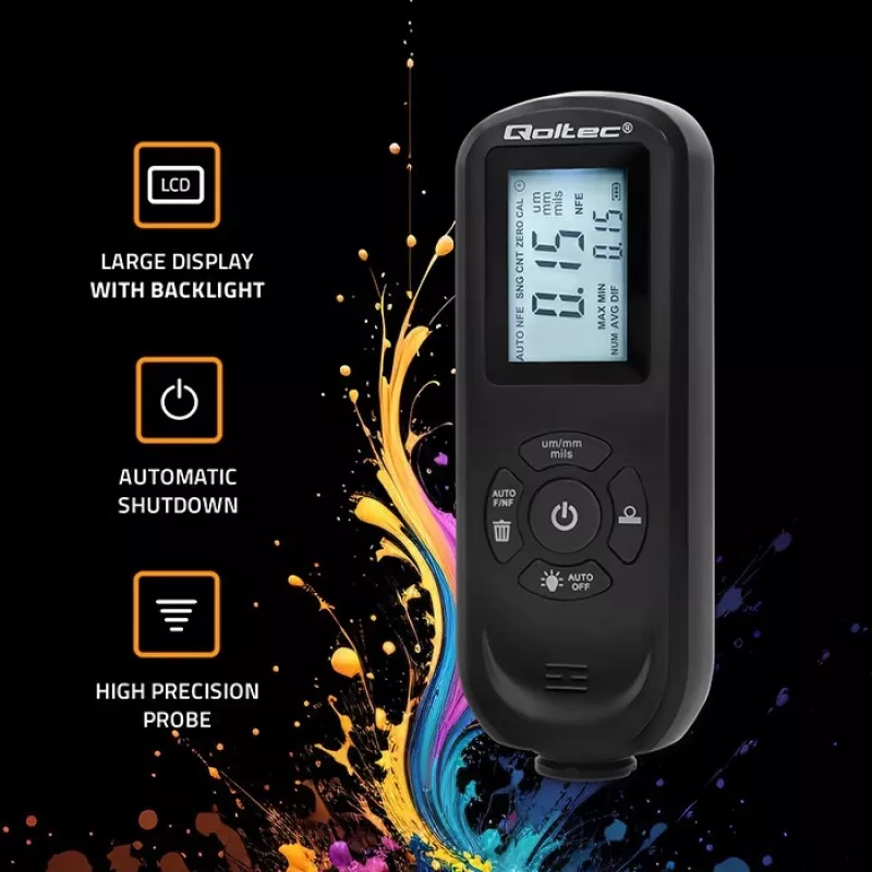 Kattekihi paksuse mõõtur QOLTEC 50646 LCD 0–2000 µm