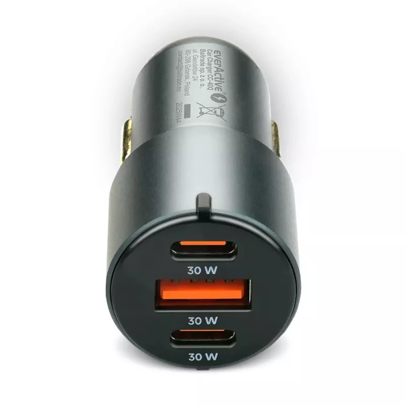 Auto laadija everActive CC-40Q QC3.0 60W, USB autolaadija mobiilseadmete laadimiseks