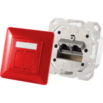 Pistikupesa 2x RJ-45 ShiverPeaks 74280-R Cat6a 500 MHz punane metall Matt