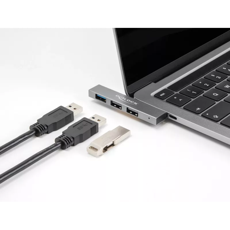 DeLOCK 3-pordiline õhuke USB-jaotur USB USB-C 10 Gbps 2 x USB 2.0