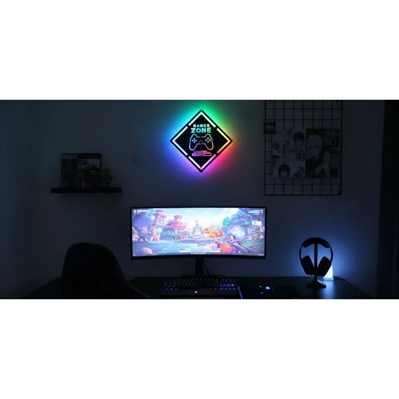 LED-neoonsilt MANTA MASNL132RGB Style Neon Lights GAMER ZONE, RGB-valgustusega seinadekoor