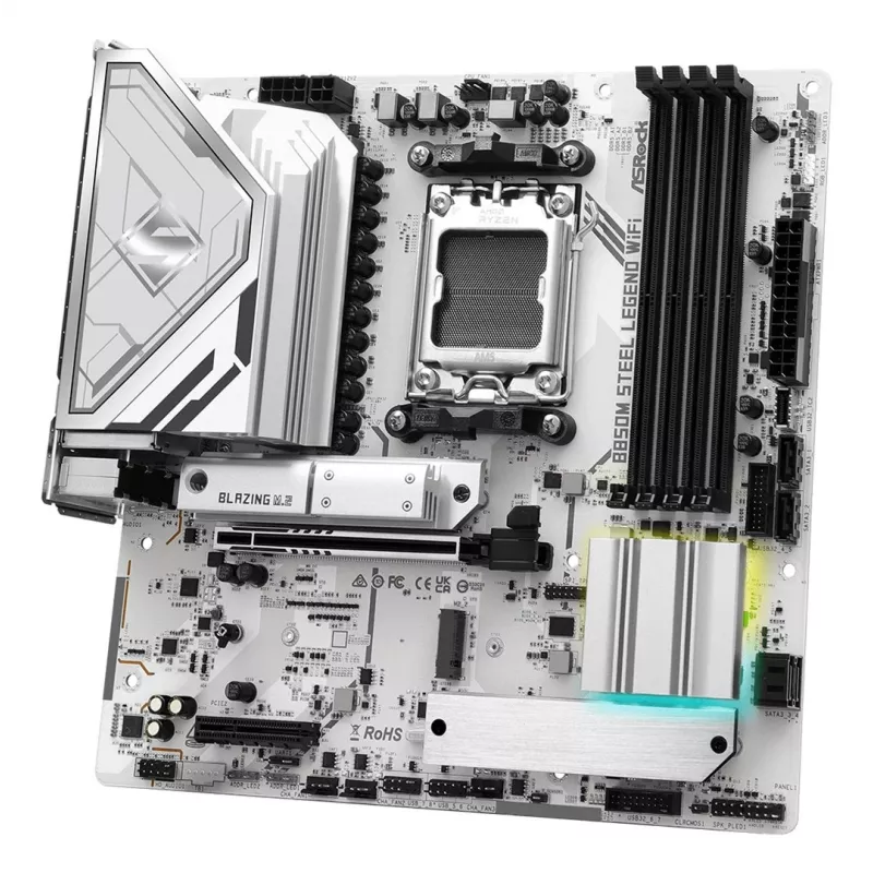 Emaplaat ASRock B850M Steel Legend WiFi — AMD B850, Socket AM5, microATX, DDR5, 4 DIMM, Wi‑Fi 7, 2.5Gb LAN