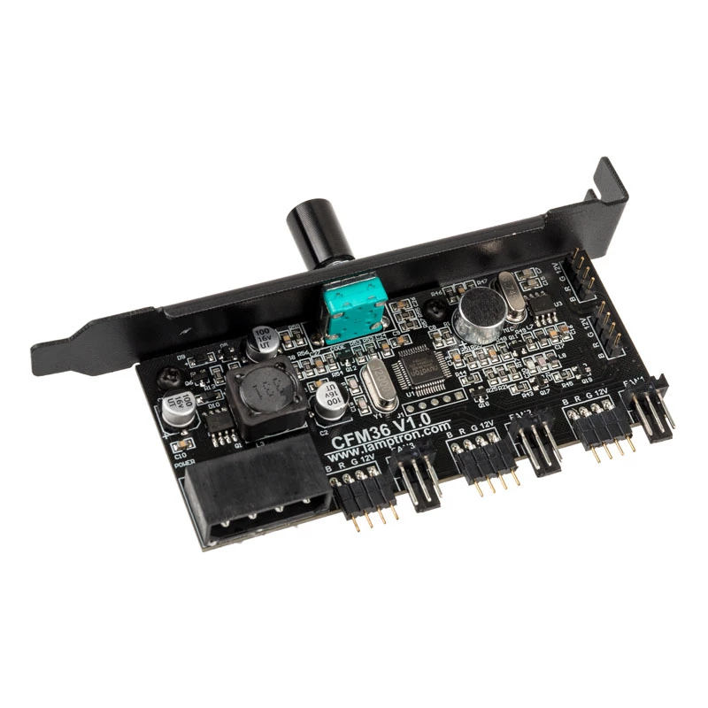 Ventilaatori ja RGB LED kontroller Lamptron CFM36 PCI pesasse, must