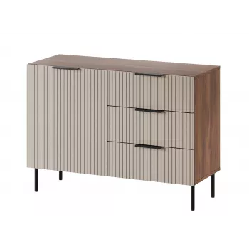 Cama meble ALMERA kummut 104x42x75 cm, pähkel/kašmiir, 3 sahtlit, puitlaastplaat