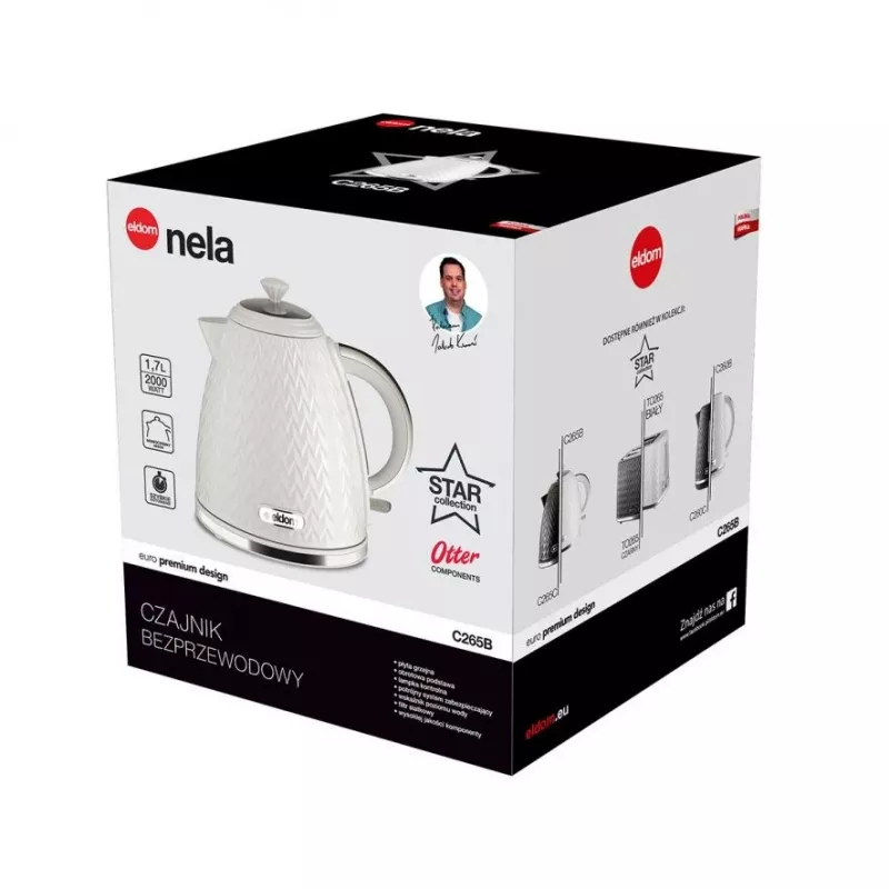 ELDOM C265B NELA elektriline veekeetja 1,7 L 2000 W Valge