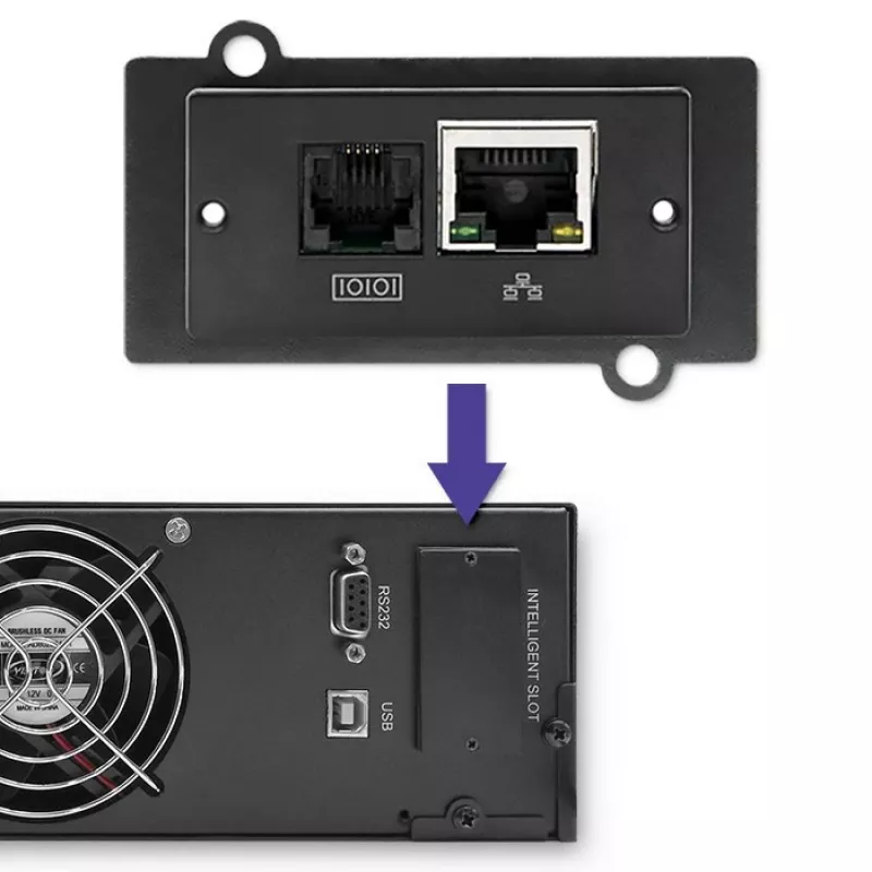 Qoltec 53945 RACK UPS 1kVA 800W võrgutoite katkematu toiteallikas (On-line, puhas siinuslaine, LCD, SNMP pesa)