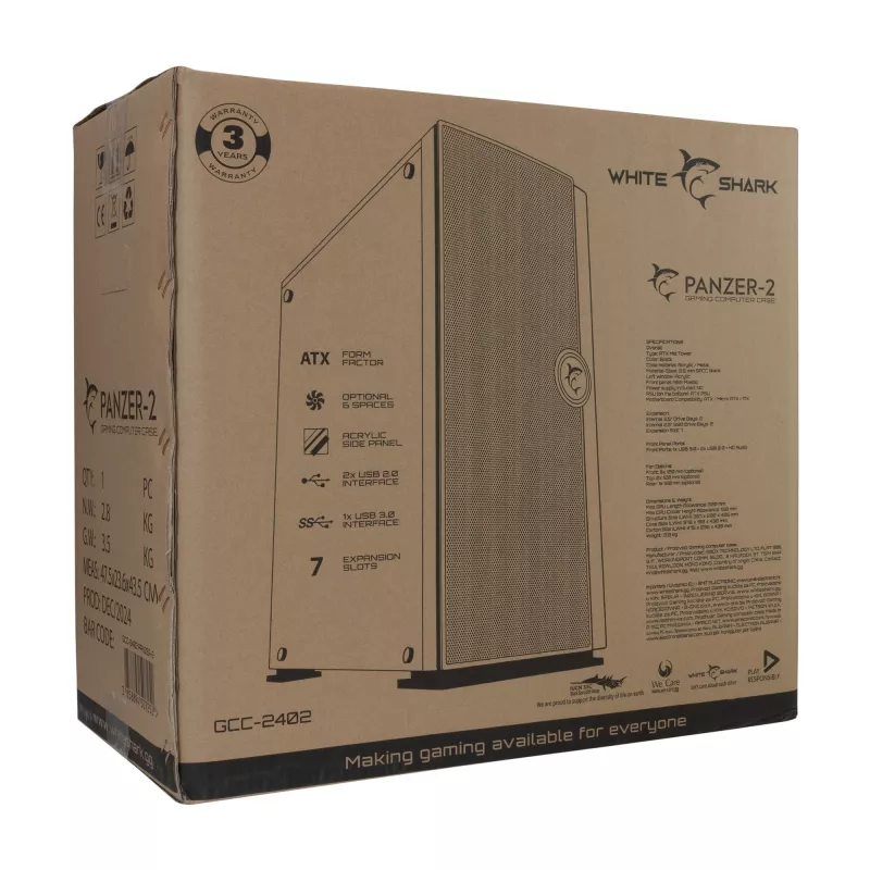 Arvuti korpus Panzer-2 White Shark GCC-2402 ATX Must