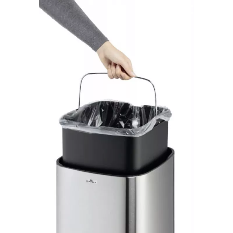 Ristkülikukujuline prügikast Durable NO TOUCH 35L roostevaba teras must hõbedane