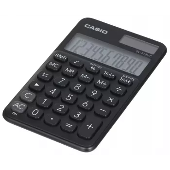 Baaskalkulaator CASIO SL-310UC-BK — 10-kohaline, aku/päikeseenergia, maksu- ja kasumifunktsioonid, taskuformaadis (70×118×8,4 mm), must
