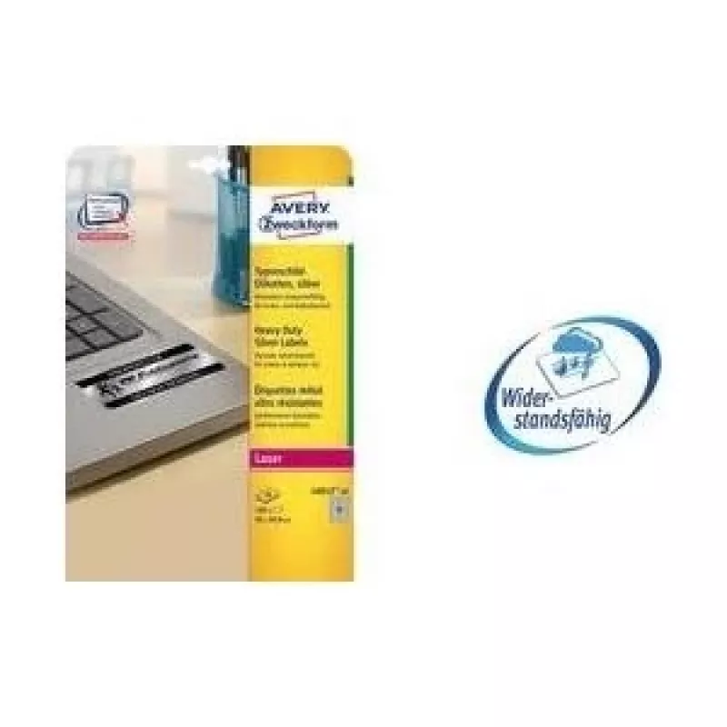 Avery Durable Heavy Duty L6009 - Polüester - püsiliim - Hõbedane - 45,7 x 21,2 mm 4800 silti (100 lehte x 48) Sildid (L6009-100)