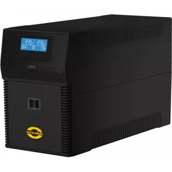 ORVALDI ID2K0CH katkematu toiteplokk Line-Interactive 2 kVA / 1200 W, 24 V, 9 Ah akud, LCD, USB, kompaktne must