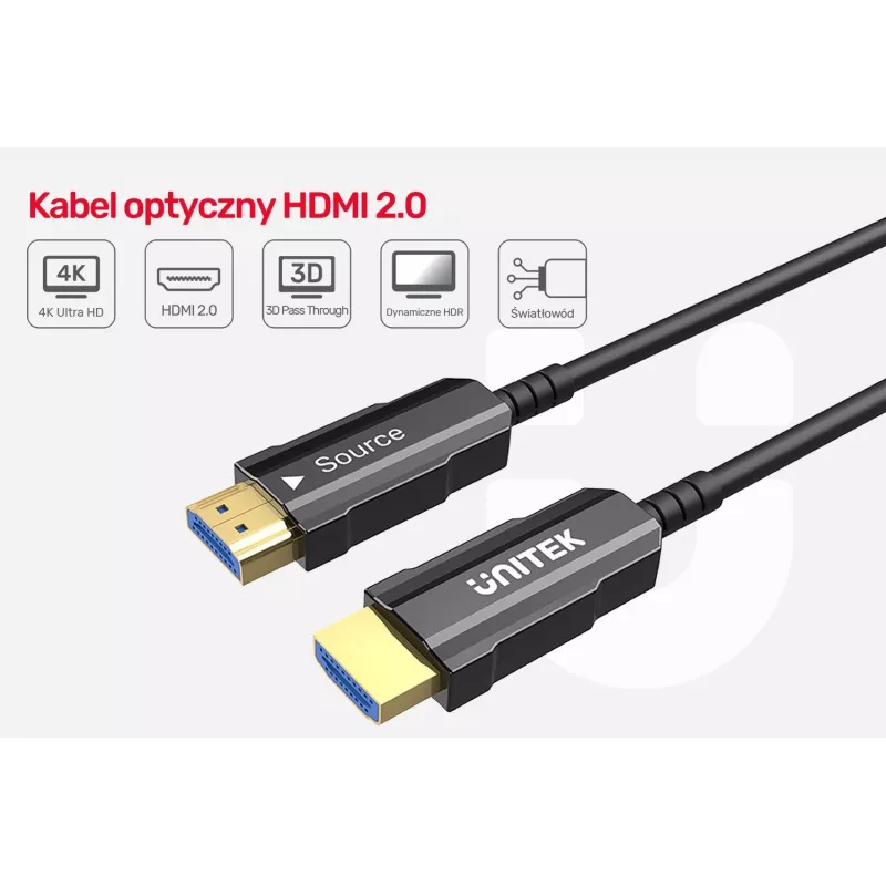 HDMI-kaabel UNITEK C11072BK-25M 25m 18 Gbit/s Must