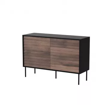 Kummut cama meble CORTINA 1D3S 120x40x81 cm, must/pähklipuu, 3 sahtlit, puitlaastplaat