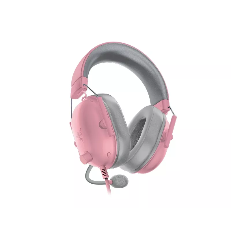 Peakomplekt Razer Mustshark V2 X juhtmega binauraalne mänguripeakomplekt, 3,5 mm, virtuaalne 7.1, 32 Ω, poroloonist kõrvapadjad, roosa