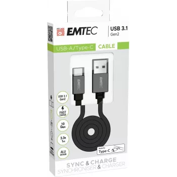 USB-kaabel Emtec ECCHAT700TCU3 1,2 m USB 3.2 Gen 2 Must