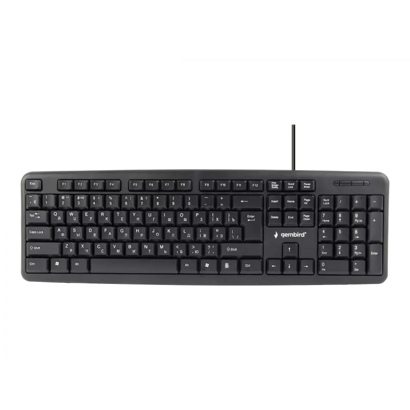 Klaviatuur Gembird KB-U-103-RU kontori USB QWERTY inglise vene must