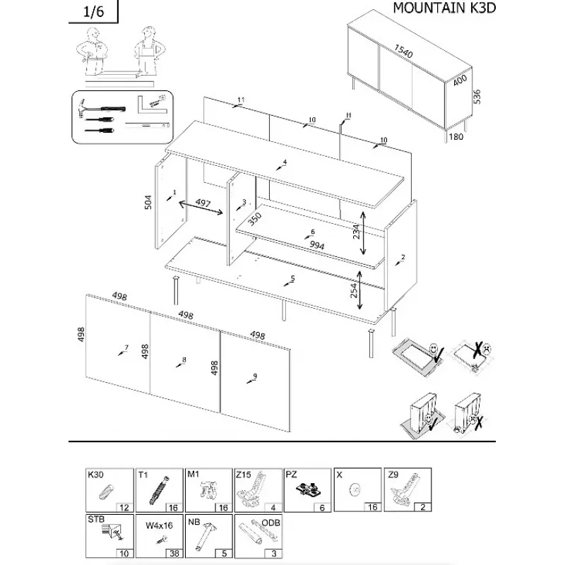 Cama 3D MOUNTAIN kummut 154x40x72 must + kuldne
