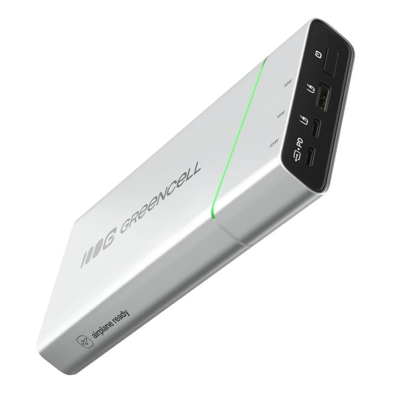 Kaasaskantav aku roheline Cell BPLGC20P 20800 mAh liitiumioon, USB-C PD 65W, 2x USB-C + 1x USB-A, alumiiniumkorpus