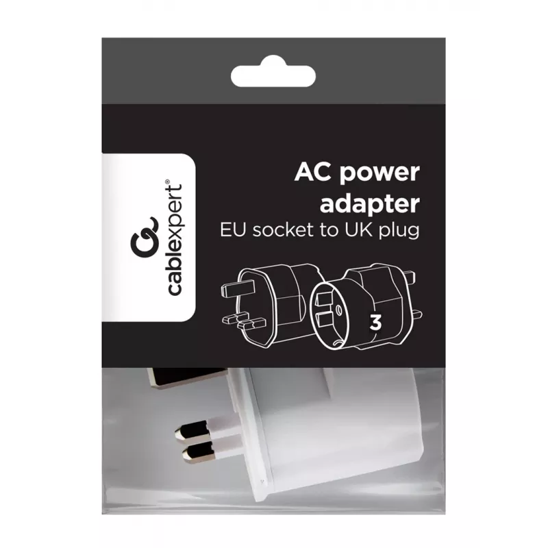 Gembird A-AC-EUFUKM-01 vahelduvvoolu toiteadapter, EU Schuko pistikupesast UK pistikule, 13 A