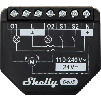 Shelly 2PM Gen3 nutikas lüliti 2P must