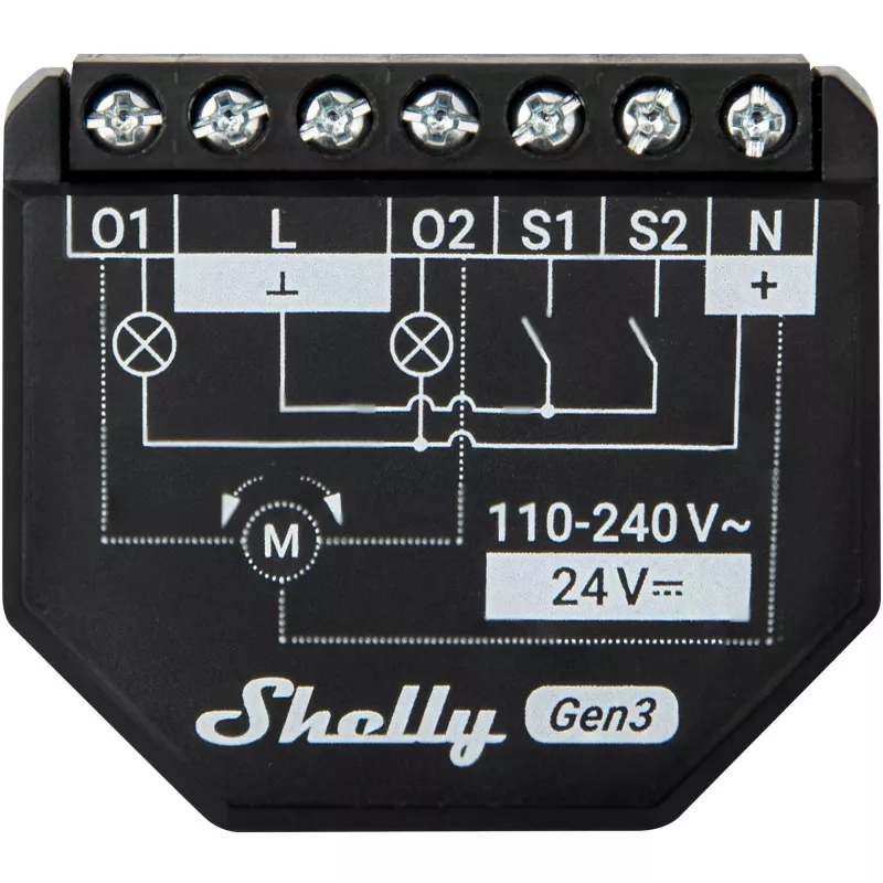 Shelly 2PM Gen3 nutikas lüliti 2P must
