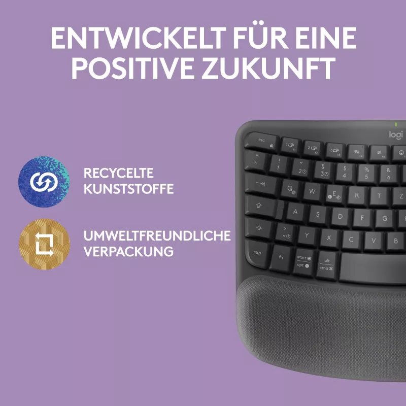 Klaviatuur Logitech Wave Keys Office RF juhtmevaba + Bluetooth QWERTZ Saksa Graphite