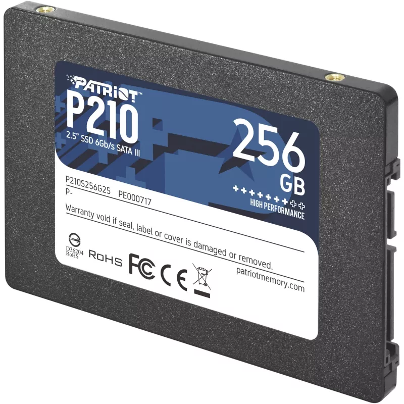 2.5 inch SATA III SSD Patriot P210 256 GB — 500 MB/s lugemine, 400 MB/s kirjutamine, 7 mm