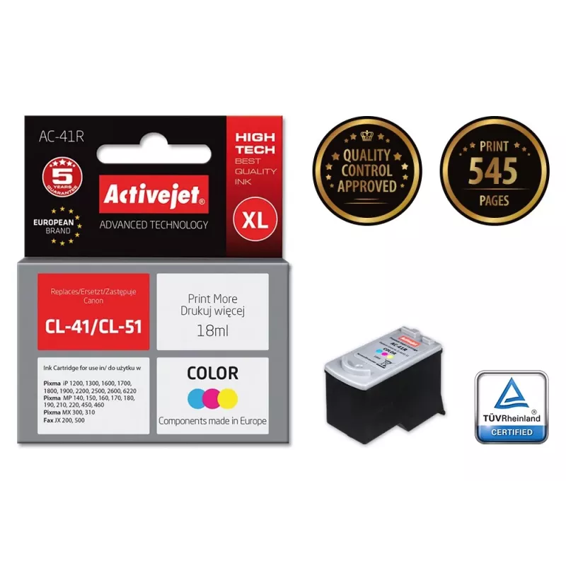 Activejet AC-41R tindikassett (asendus Canon CL-41; Premium; 18 ml; värviline)