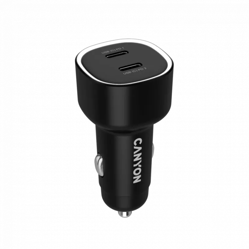 Autolaadija CANYON OnDrive 60 PD 60W 2xUSB-C — 60W võimsus, 2 USB-C porti, must
