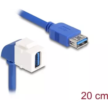 DeLOCK Keystone Moodul Kaabel USB 5 Gbps Type-A emane emanele 90° nurgaga 20 cm sinine