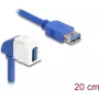 DeLOCK Keystone Moodul Kaabel USB 5 Gbps Type-A emane emanele 90° nurgaga 20 cm sinine