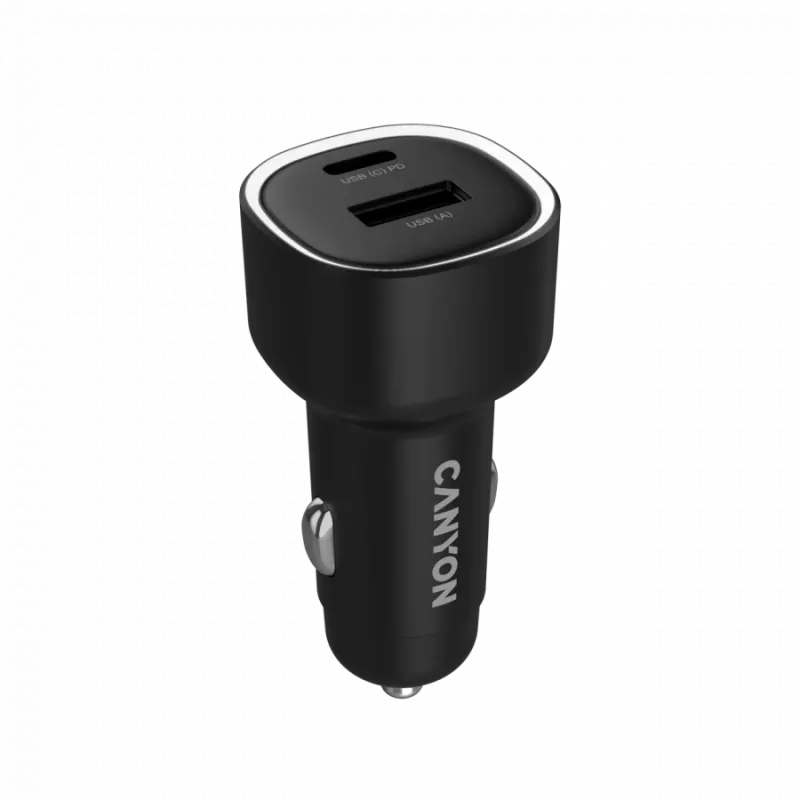 CANYON auto laadija OnDrive 48 PD 48W USB-A+USB-C Must