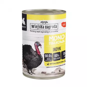 Märg kassitoit wiejskazagroda Monoprotein Turkey 400 g — noorkassile, teraviljavaba, ühe valguallikaga