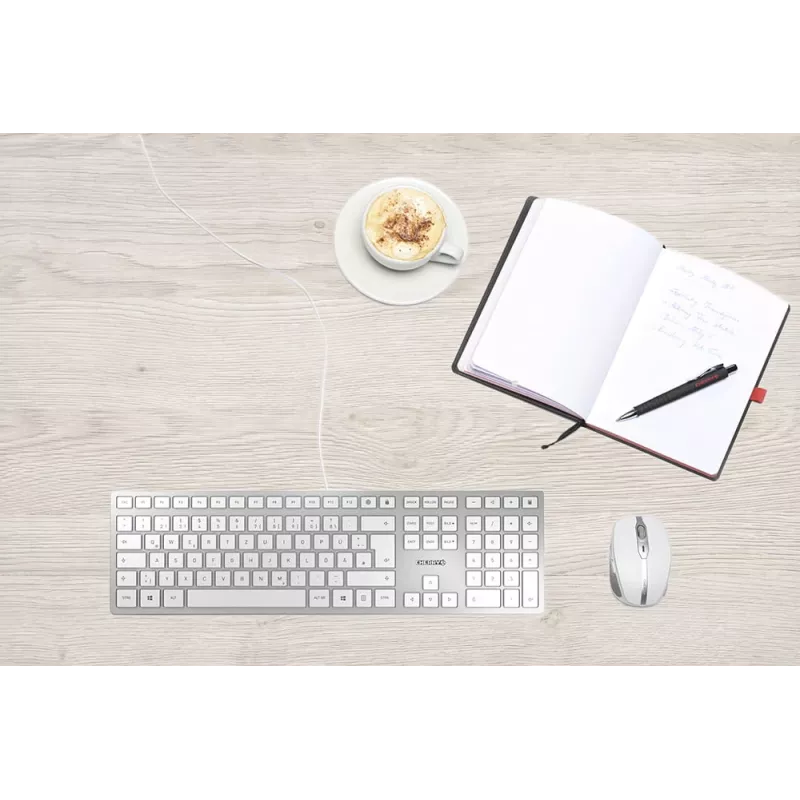 Klaviatuur CHERRY KC 6000 õhuke Universaalne USB QWERTZ Saksa Hõbedane