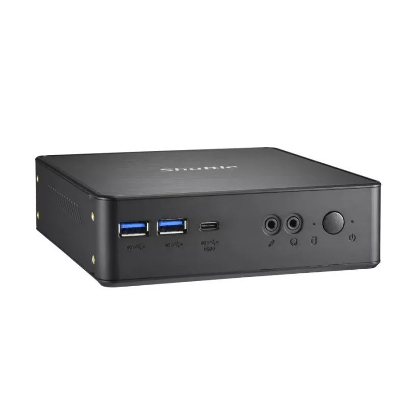 Shuttle XPC Nano PC NC40U, Intel Celeron 7305U, 1x HDMI, 1x DP, 1x USB-C/DP, 6x USB3.2, 1x 2,5-tolline pesa, 2x M.2, 1x LAN, RAID, 24/7 pidev töö, koos VESA ja alusega