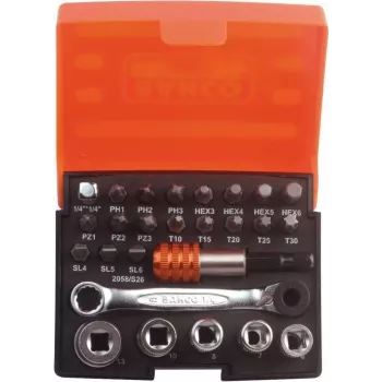 Biti komplekt Bahco 2058/S26 18 tk Hex Phillips Torx teras