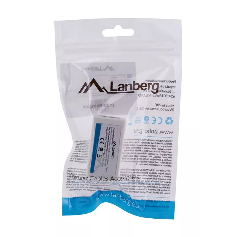 Võrgusplitter LANBERG AD-RJ45-RJ45-OU6 — valge RJ-45 1 sisend 1 väljundiga