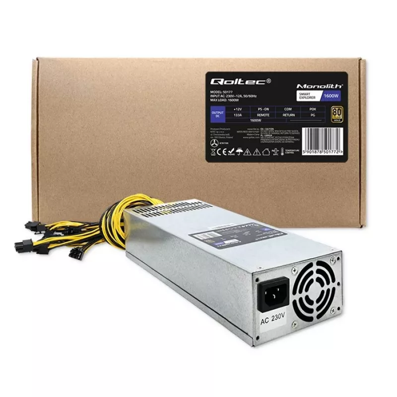 Qoltec 50177 PCI-E toiteplokk Smart 1600W | 80 Plus Gold - andmekaeve