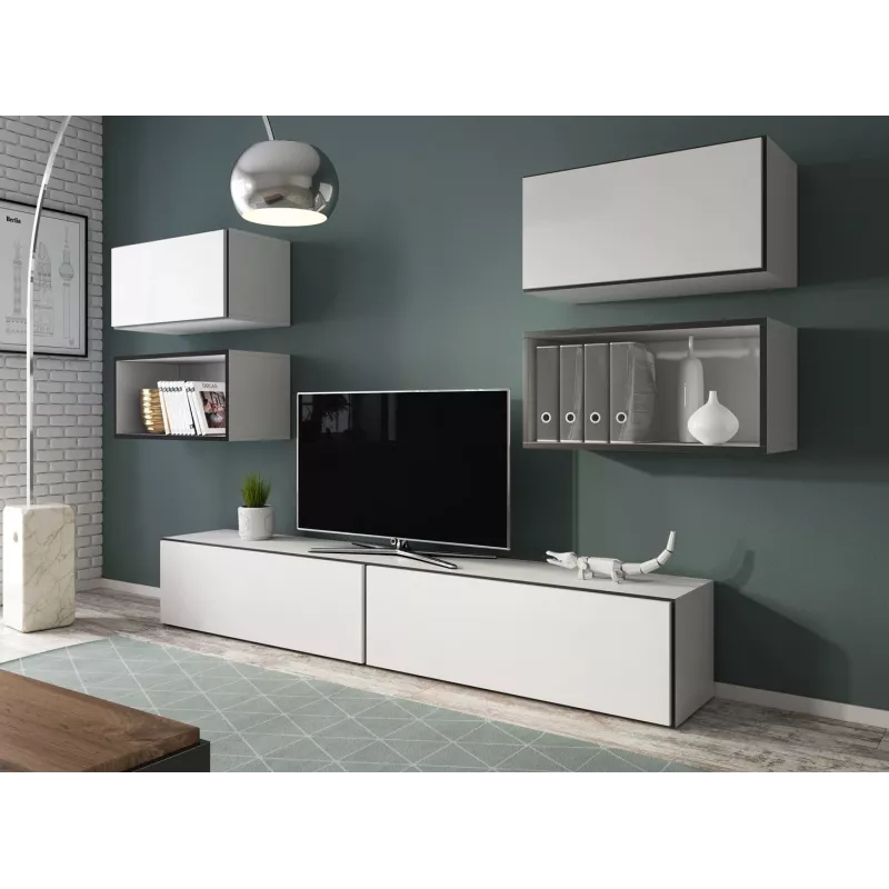 Cama living room furniture set ROCO 3 (2xRO3+2xRO4+2xRO1) Valge/Must/Valge