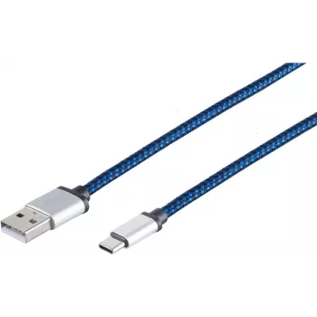 USB-kaabel S/CONN 14-50021 USB 2.0 0,9 m USB A USB C sinine