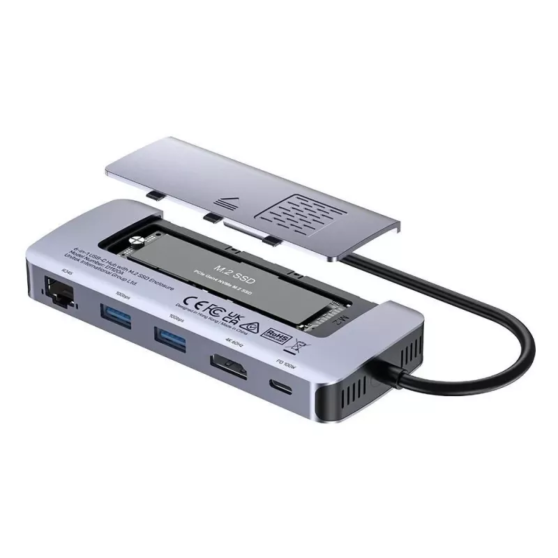 UNITEK AKTIIVNE JAOTUR USB-C 10GBPS,M.2,HDMI, PD 100W