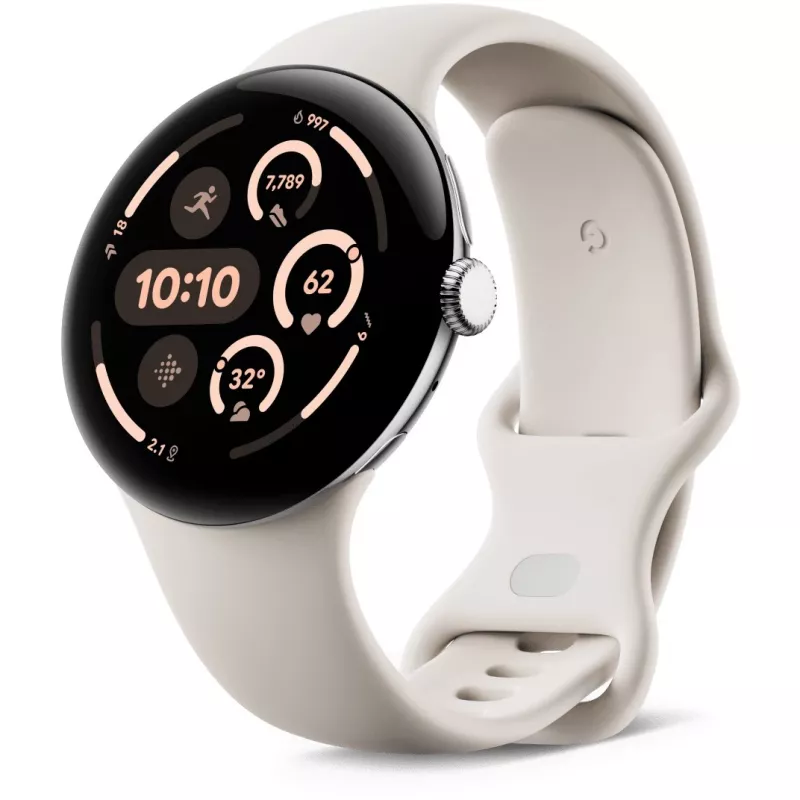 Google Pixel Watch 3 45 mm Wi-Fi nutikell, poleeritud hõbe (Porcelain)
