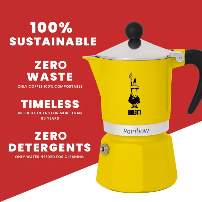 Moka pot Bialetti Rainbow must kollane