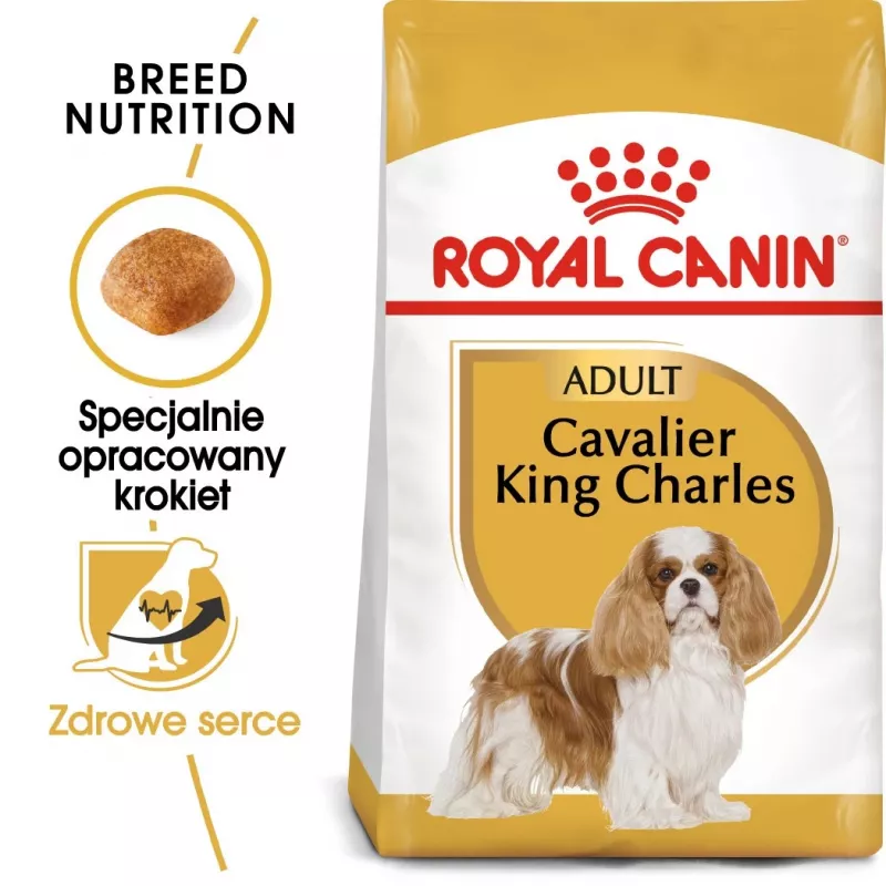 Kuiv koeratoit Royal Canin Cavalier King Charles Adult 1.5 kg — Kana, Väikest tõugu, Nahk ja karv, Südame tugi