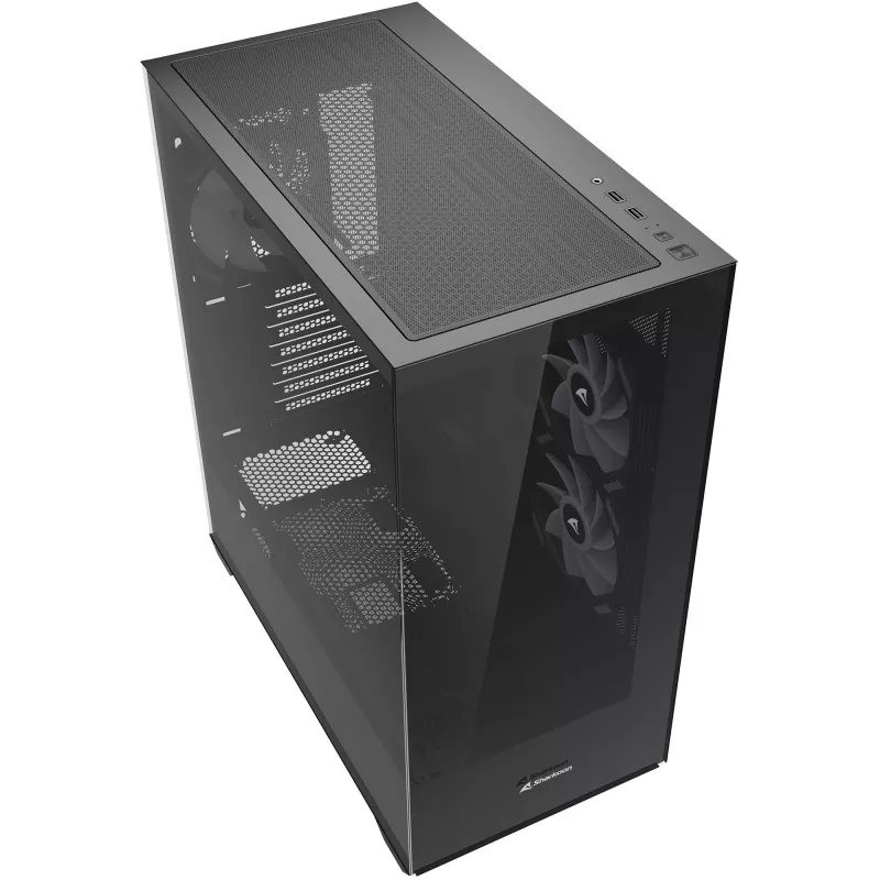 PC tornikorpus Sharkoon SK6 ARGB Tower ATX Must — keskklassi torn ATX, ARGB valgustus, karastatud klaasist külgpaneel