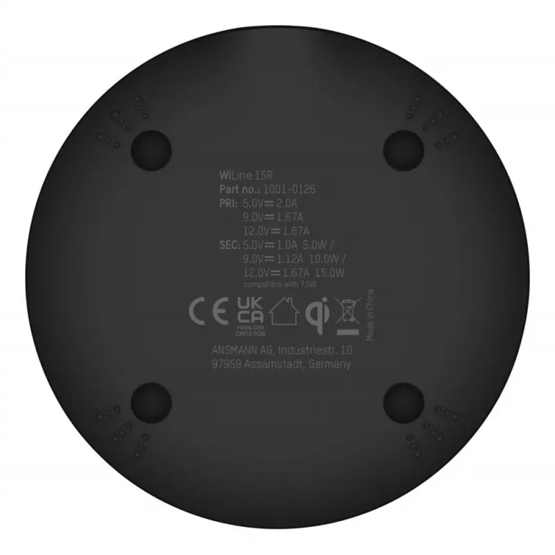 Juhtmevaba laadija Ansmann WiLine 15R nutitelefon must USB siseruumides 9V