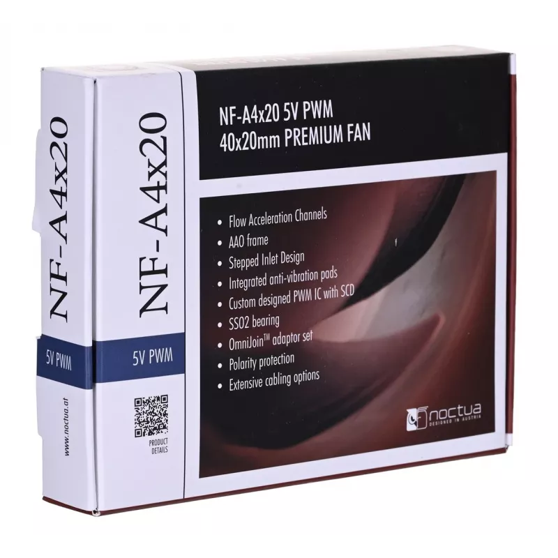Noctua ventilaator NF-A4X20 5V PWM — 40×20 mm, 5 V, 4-kontaktiline PWM, 1100–5000 p/min, 9,4 m³/h